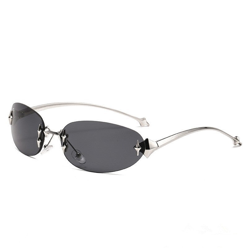 Star Ellipse Cat Eye Frameless Sunglasses