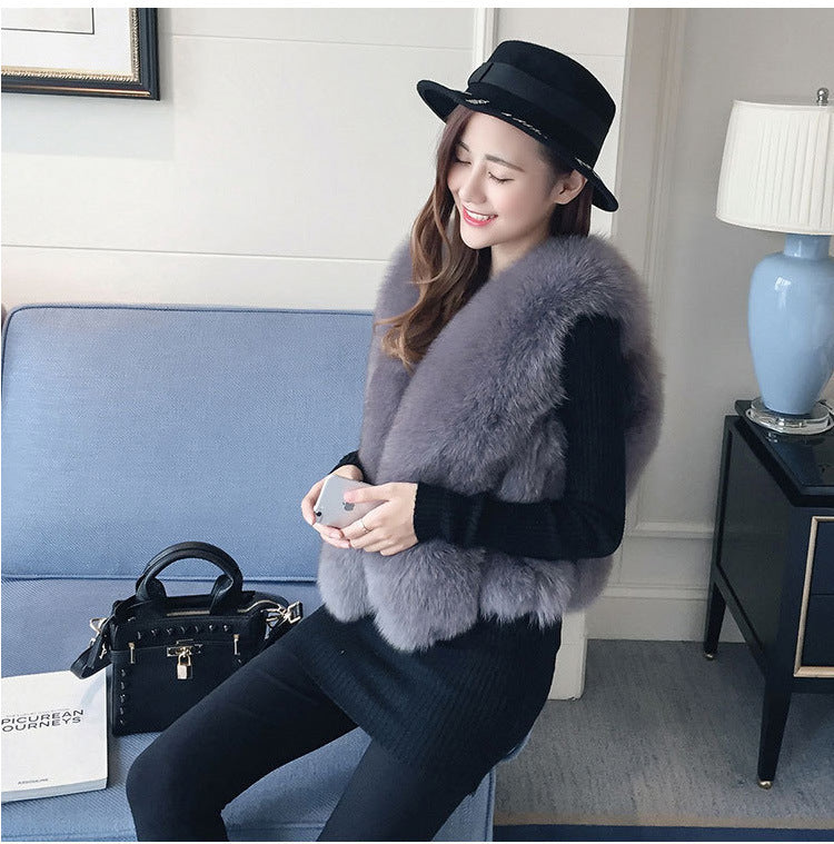 Fashion Women Artificial Fox Fur Sleeveless Vest