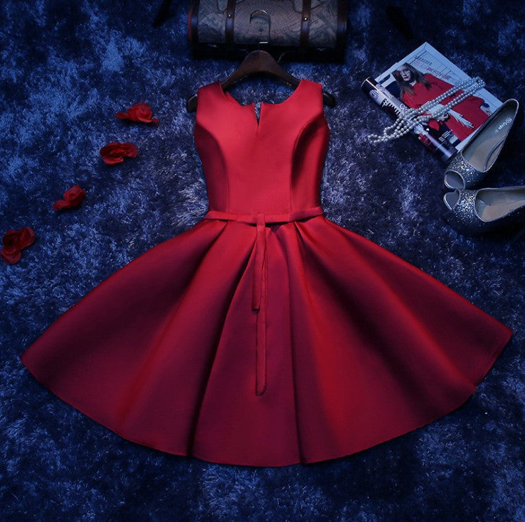 Elegant women short party dresses/Bridesmaid Dresses-Dresses-Wine Red-US2-Free Shipping at meselling99