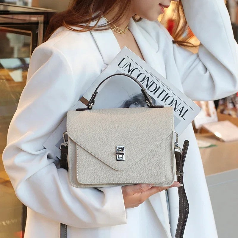 Cowhide Casual Crossbody Bag - Women Genuine Leather Handbag