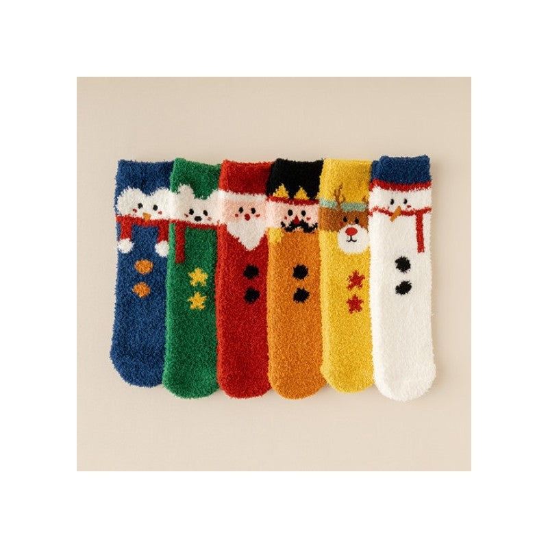 Christmas Cartoon Coral Fleece Terry Socks