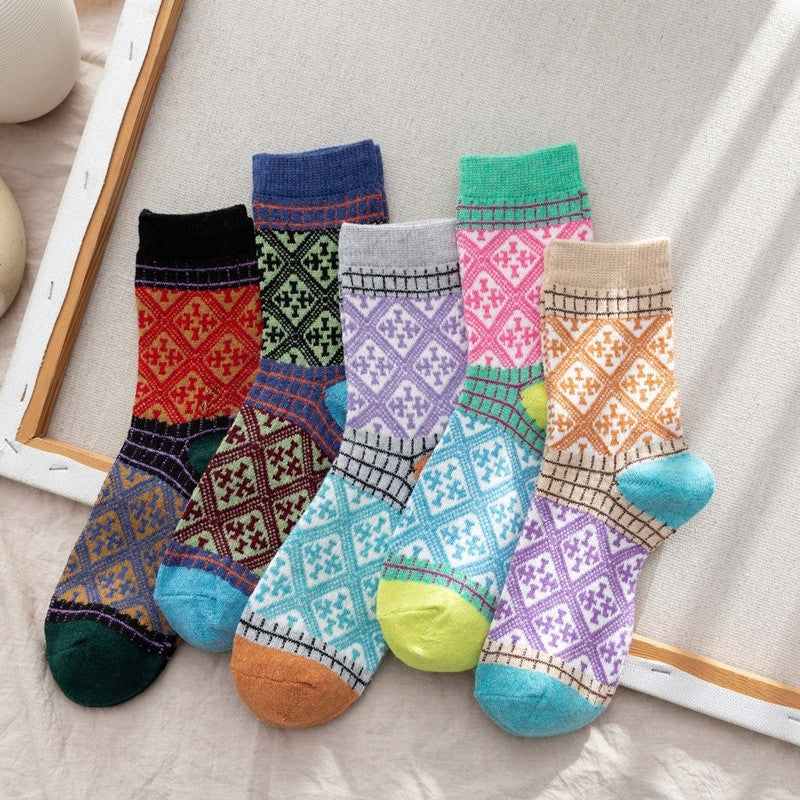 Thick Simple Breathable Mid-Calf Length Sock(A Set Of Five Pairs)