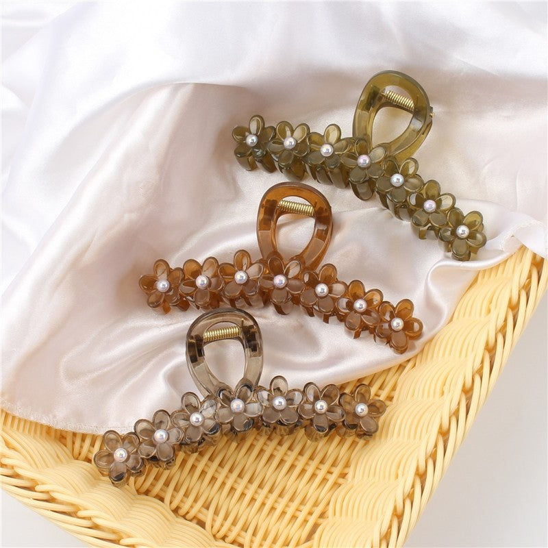 Small Flower Solid Color Claw Clip