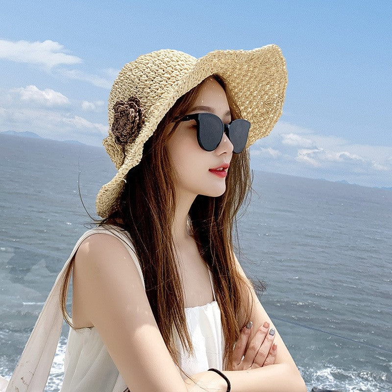 Floral Wide Brim Sun Hat With Double Band