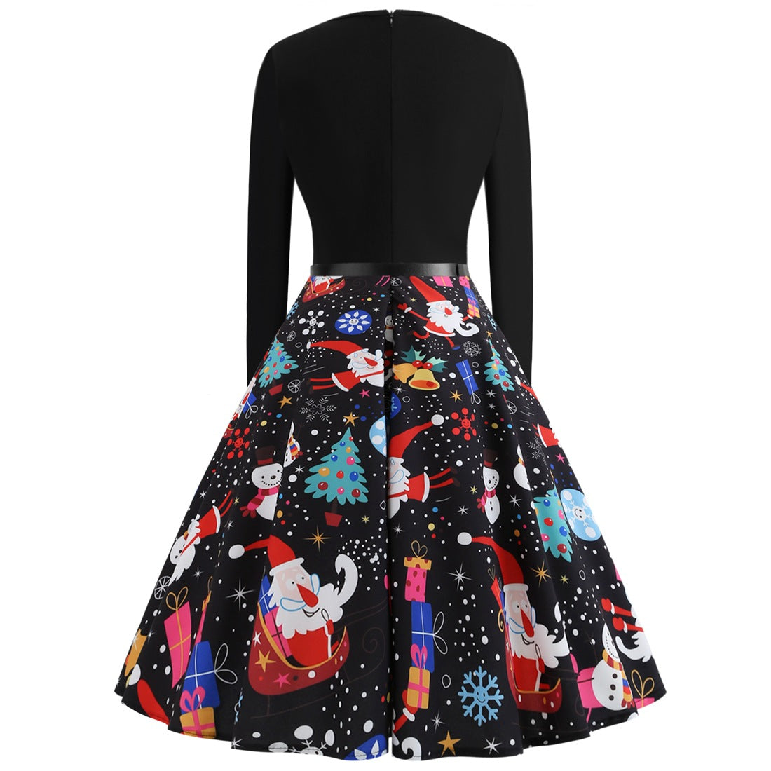 Black Christmas Women Long Sleeves Winter Vintage Dresses-Vintage Dresses-Free Shipping at meselling99