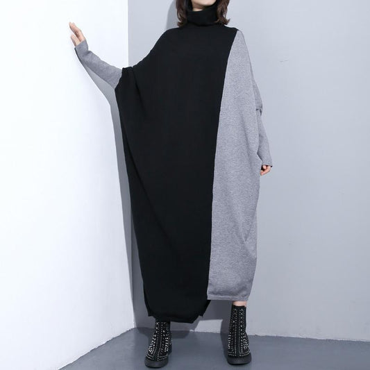 High Neck Knitting Bat Sleeves Sleeves Irregular Cozy Long Dresses-Dresses-Free Shipping at meselling99