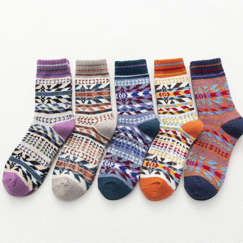 Breathable Thick Wool Mid-Calf Length Sock(A Set Of Five Pairs)