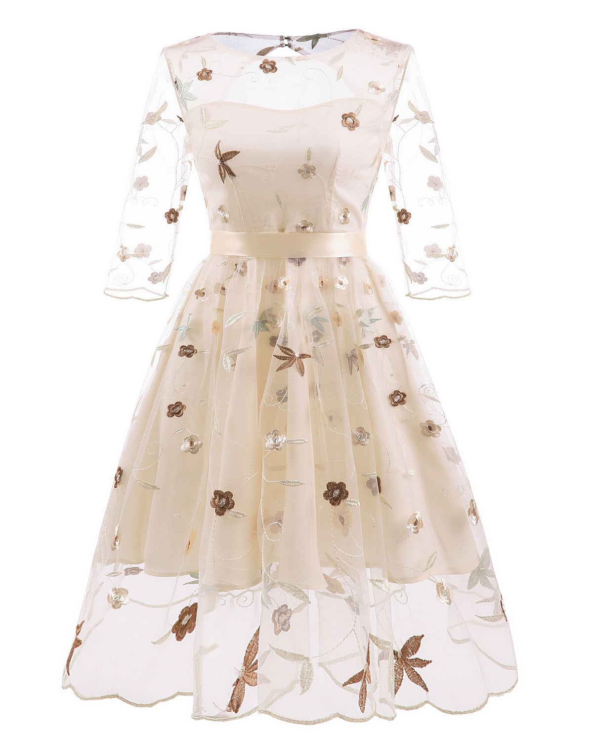 Layered Organza & Lace Mesh Dress