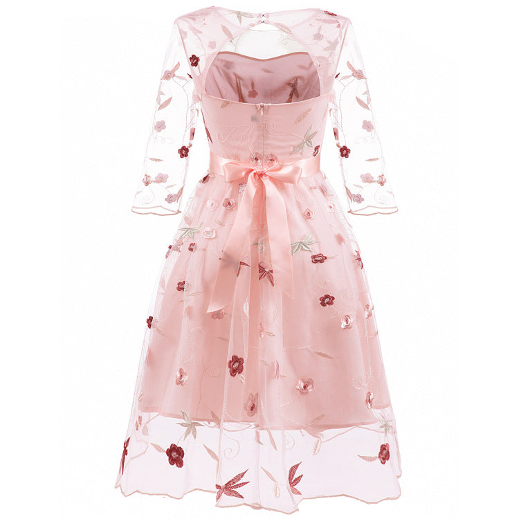 Layered Organza & Lace Mesh Dress