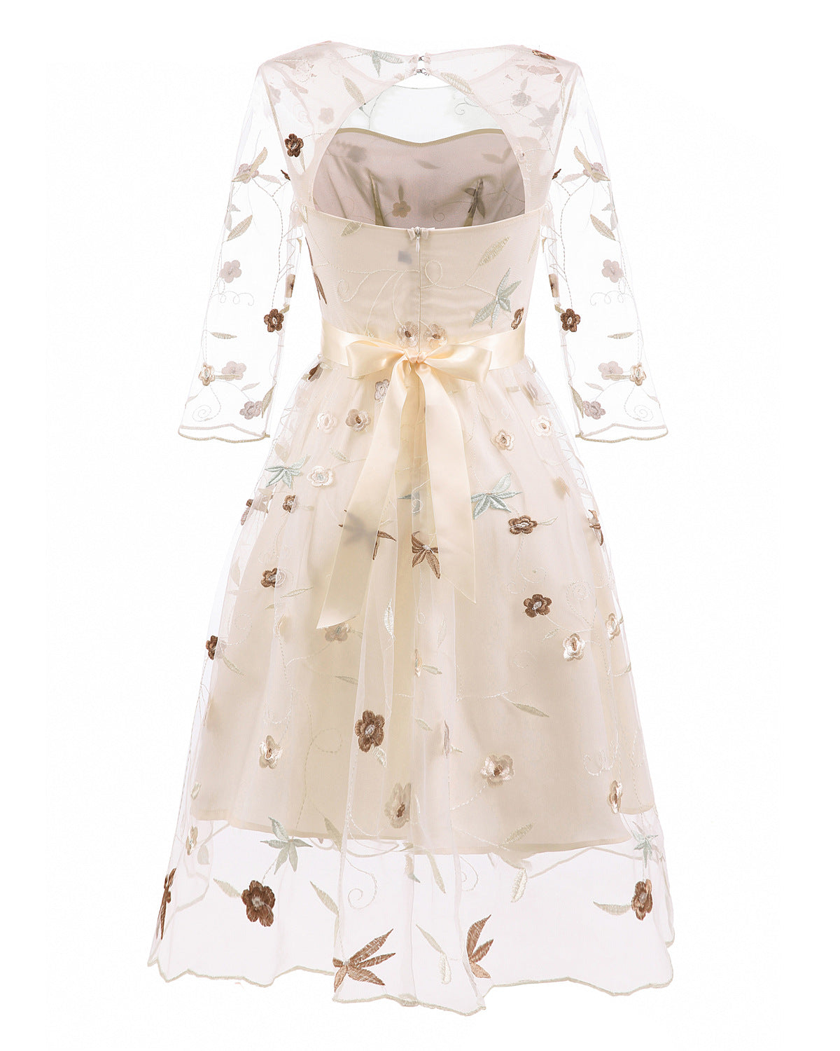 Layered Organza & Lace Mesh Dress