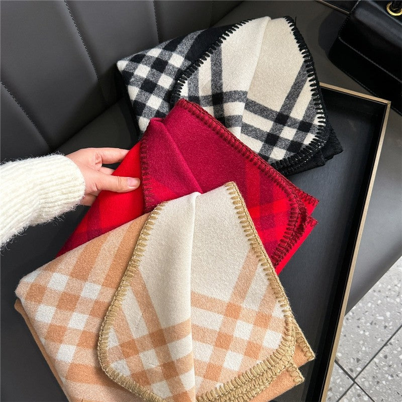 Versatile Warm Thick Plaid Scarf
