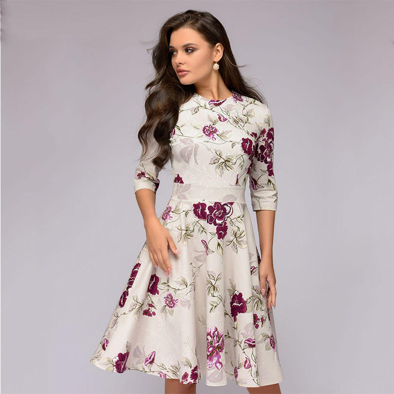 Elegant Women Round Neck Vintage Fall Dresses--Free Shipping at meselling99