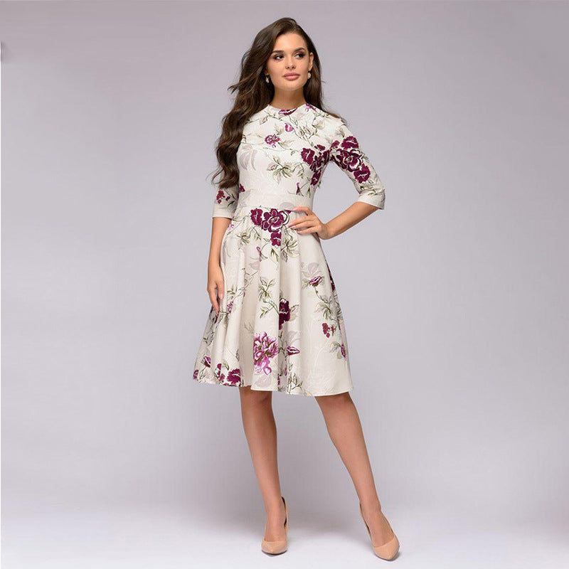 Elegant Women Round Neck Vintage Fall Dresses--Free Shipping at meselling99