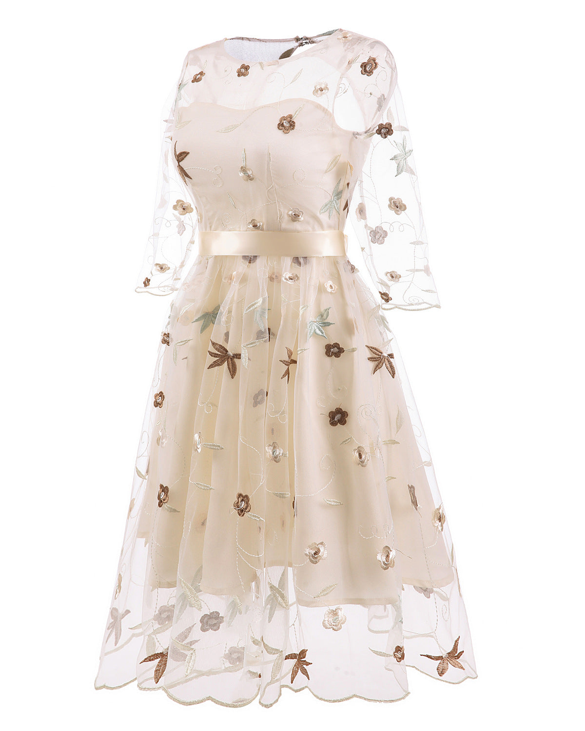 Layered Organza & Lace Mesh Dress