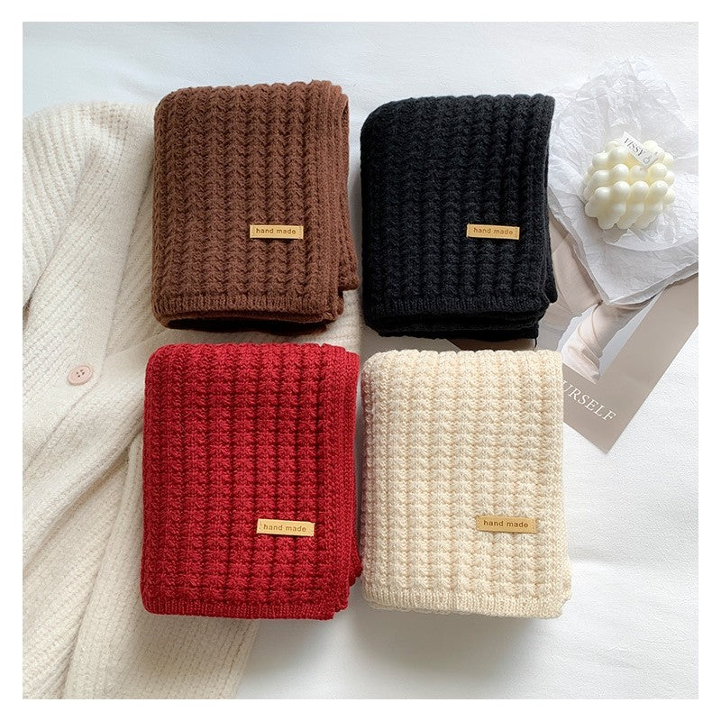 Solid Color Thick Warm Knitted Scarf