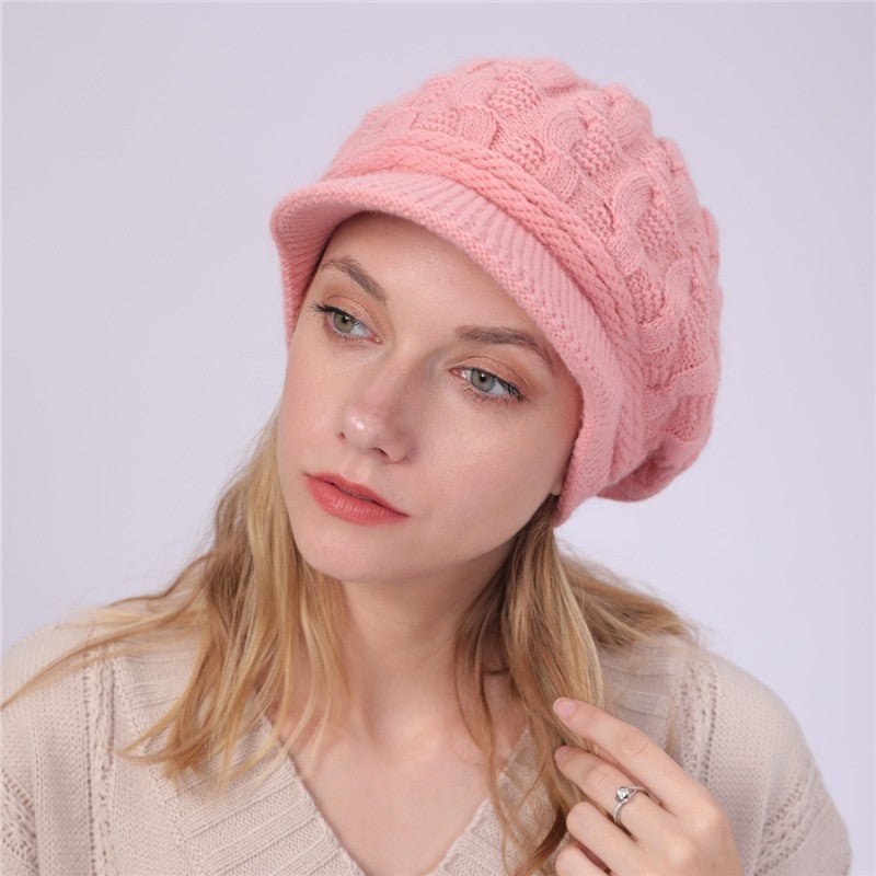 Solid Color Cable Knitted Cap