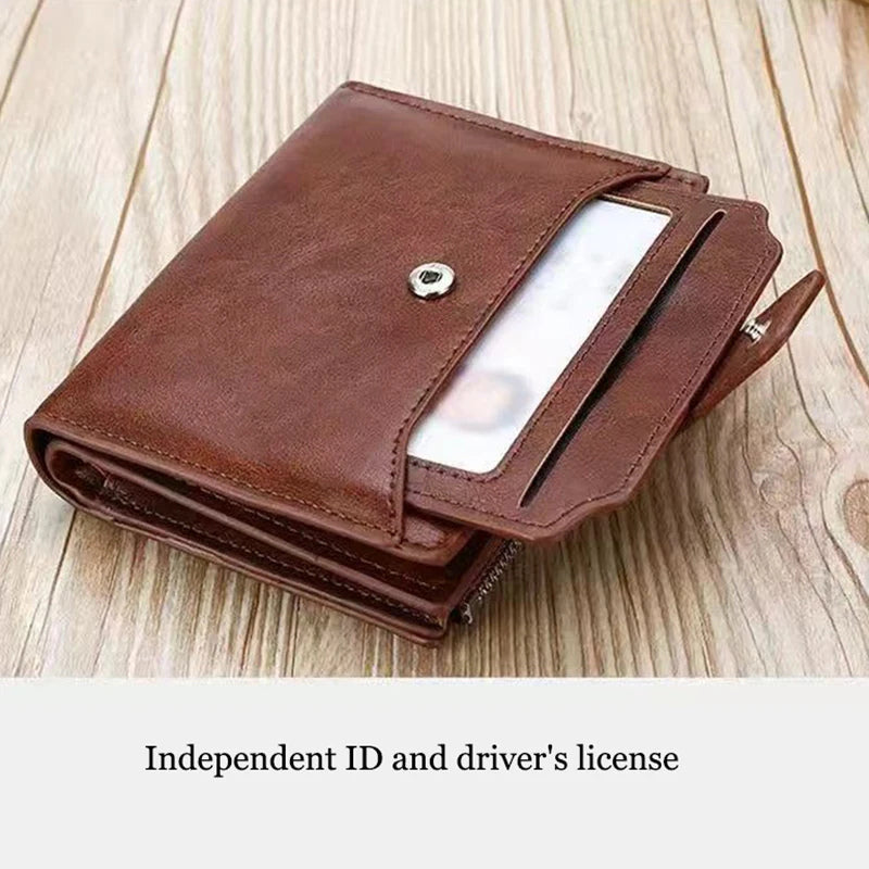 RFID Anti-theft Zipper Coin Wallet - Man Business Card Holder