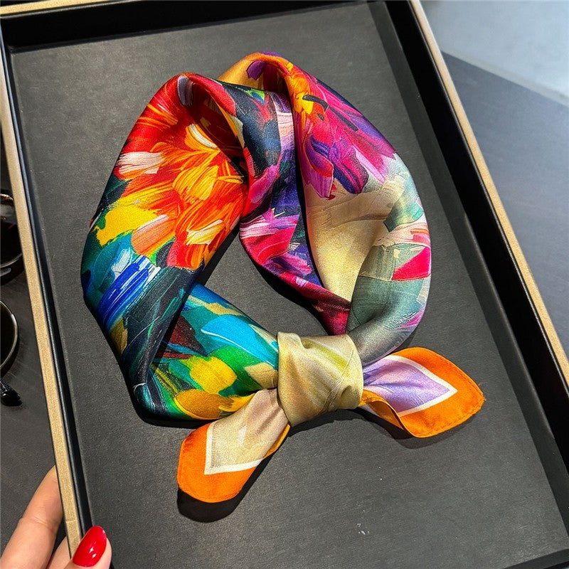 Malaysian Print Square Silk Scarf