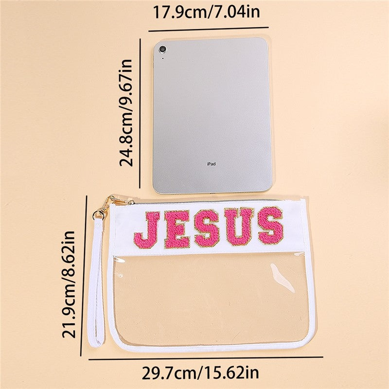 Waterproof PVC Clear Letter Embroidery Makeup Bag