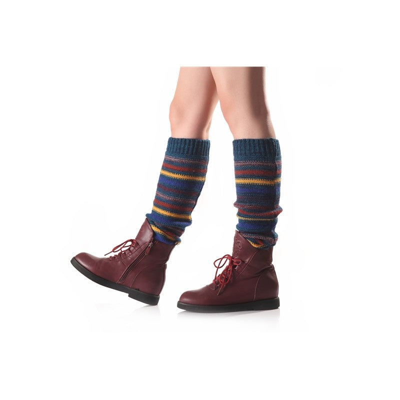Color Block Striped Mid-Length Knitted Leg Warmers