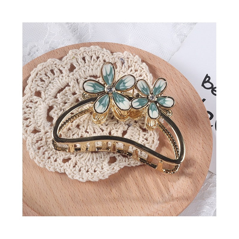 Vintage Semicircle Flower Hair Claw Clip