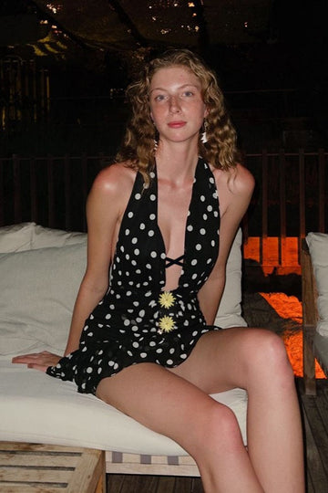 Sexy Polka Dot V-Neck Mini Dress