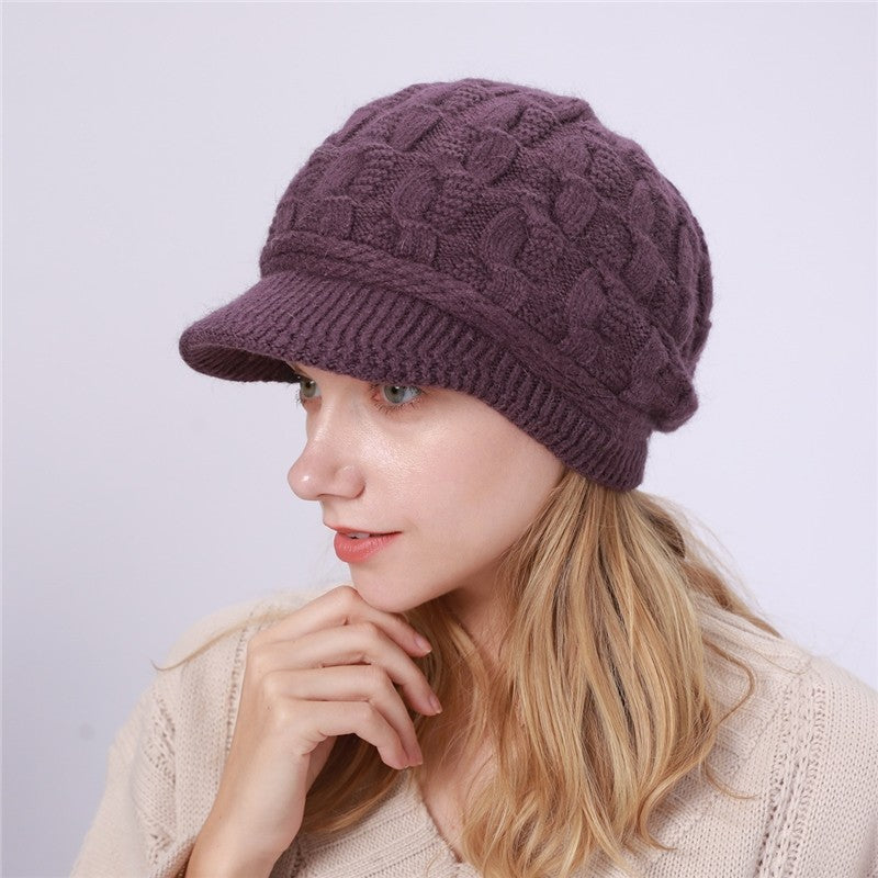 Solid Color Cable Knitted Cap