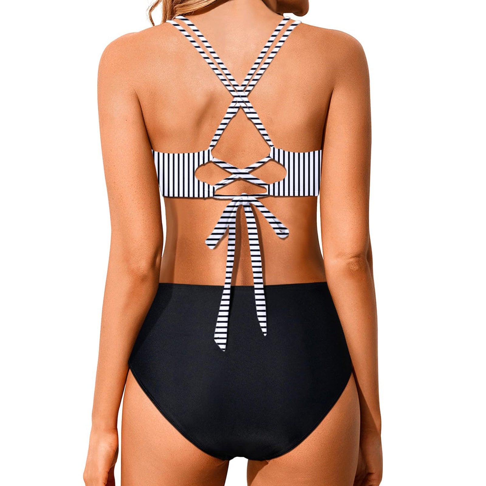New Cross Strap High Waist Bikini Set