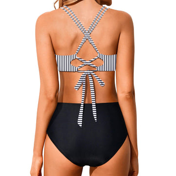 New Cross Strap High Waist Bikini Set