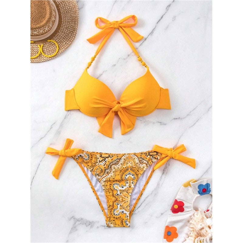 Bikini Set With Print And Tie Details