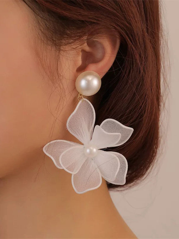 Flower Shape Gauze Earrings Accessories