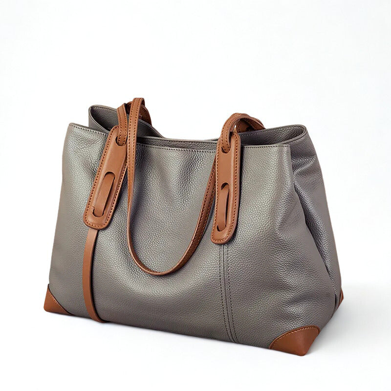 Luxury Soft Cowhide Leather Tote Bag - Women's Shoulder Handbag
