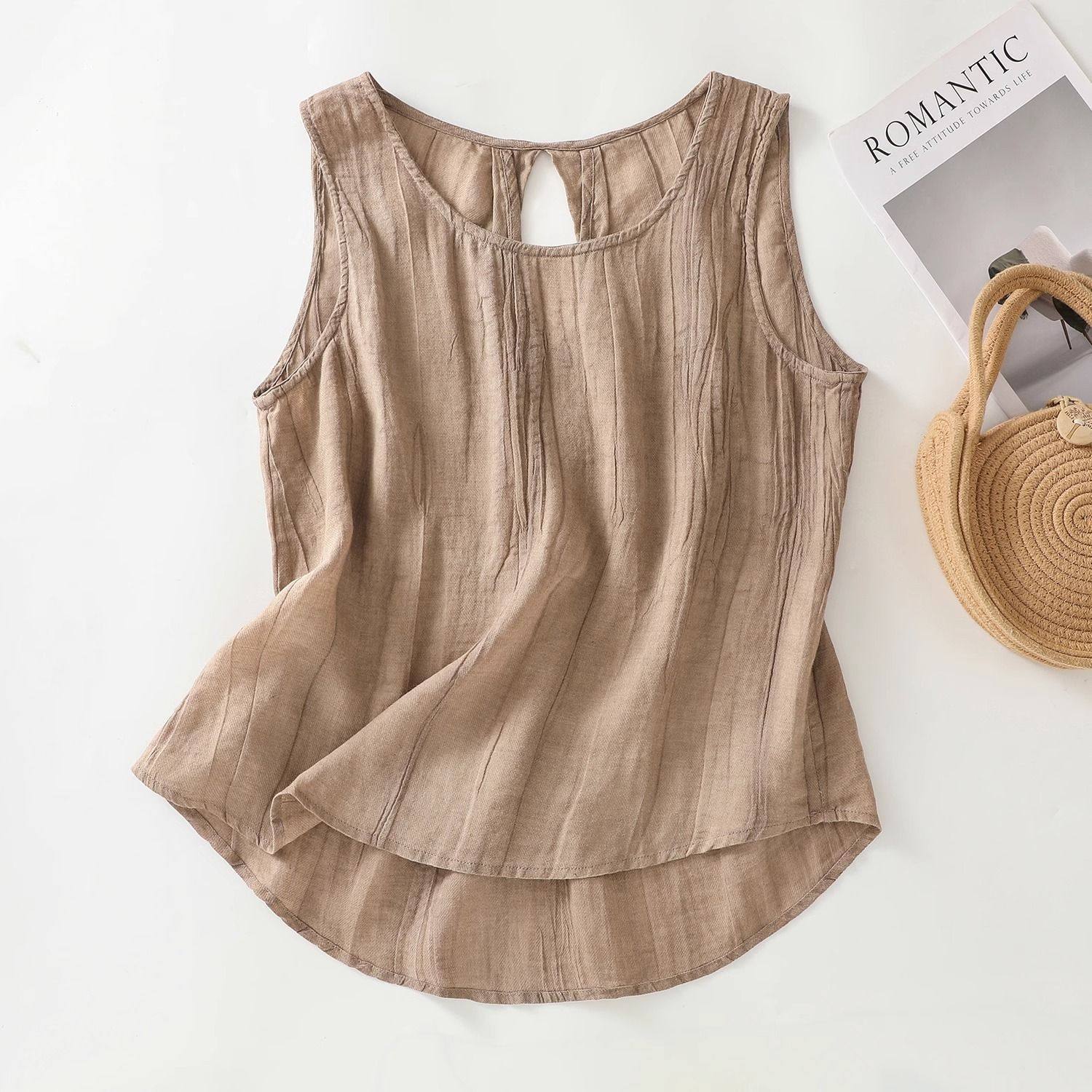 Solid Color Loose Backless Sleeveless Top