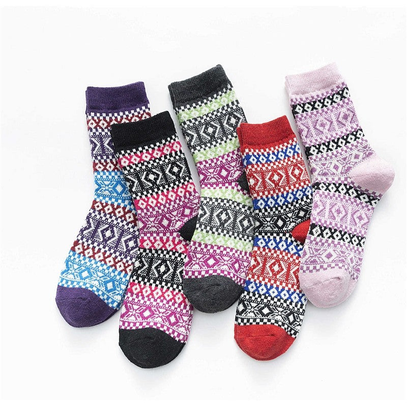 Print Plaid Breathable Wear-Resisting Sock(A Set Of Five Pairs)