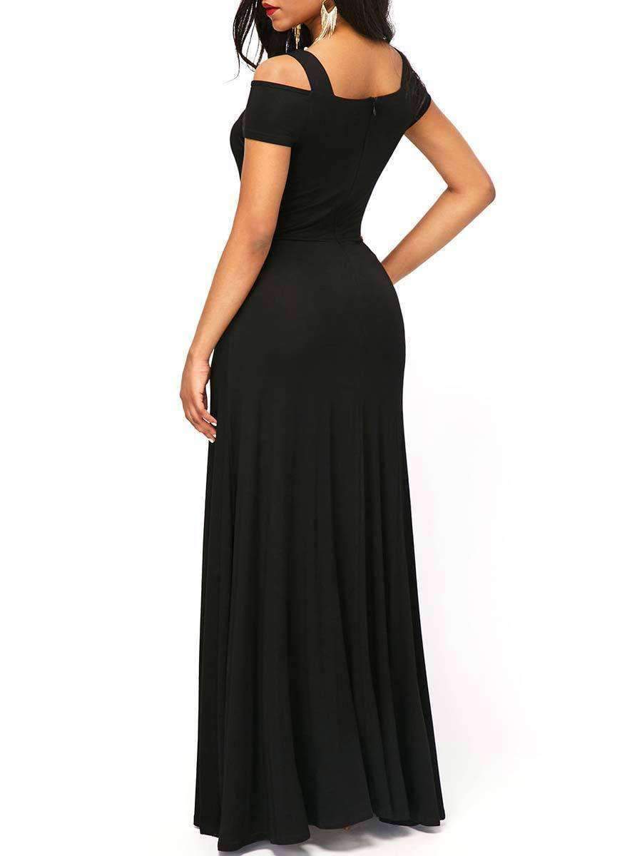 Sexy Backless Square Neck Short Sleeve Maxi Dresses-Maxi Dresses-Free Shipping at meselling99