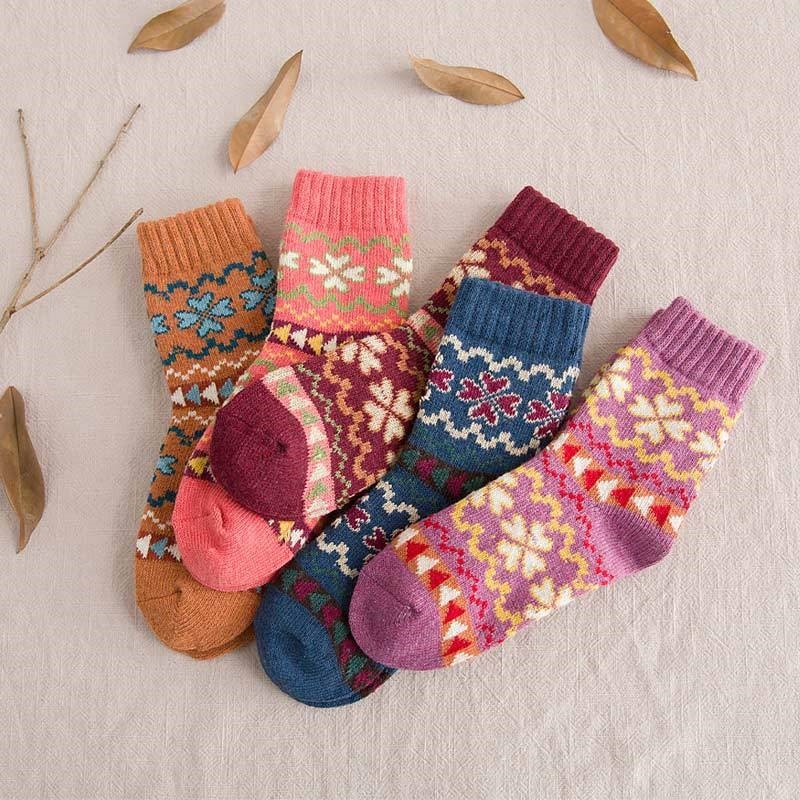 Print Breathable Heart Mid-Calf Length Sock(A Set Of Five Pairs)