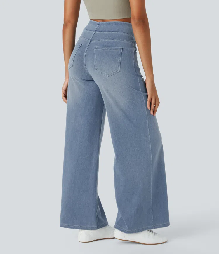 FlexiChic - Super Stretch High-Waisted Wide Leg Jeans + 50% OFF