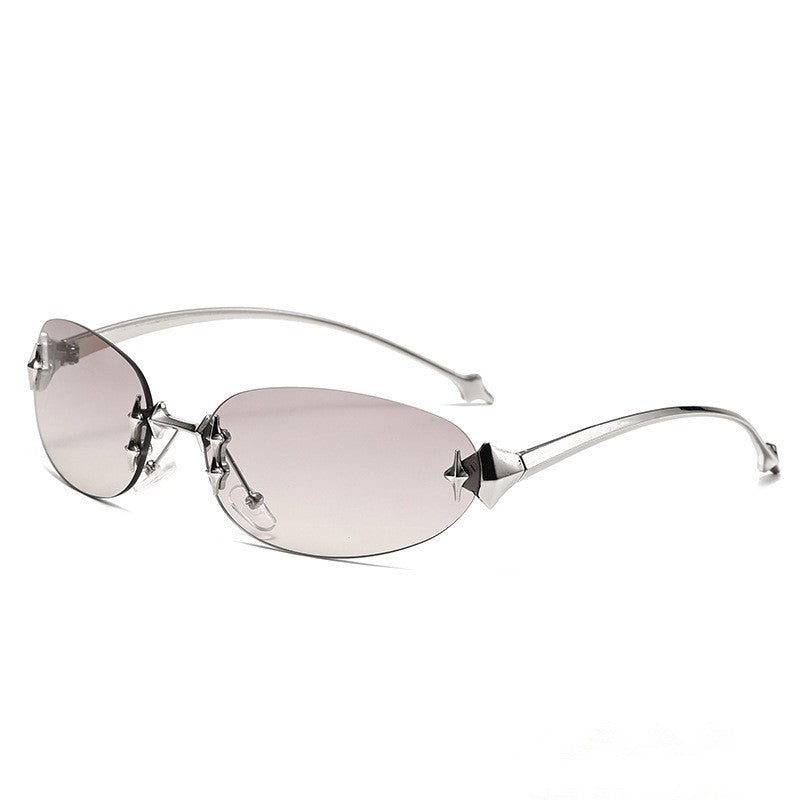 Star Ellipse Cat Eye Frameless Sunglasses