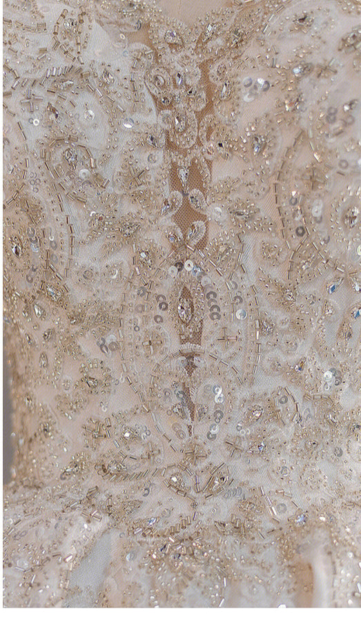 Gorgeous Court V Neck Satin Long Sleeves Bridal Dresses