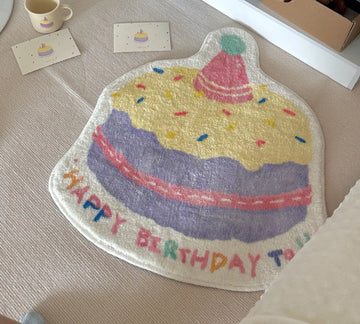 Ins Style Cute Cake Pattern Area Rug Faux Cashmere Soft Bedroom Bedside Mat Kawaii Room Decor Small Floor Carpet Non-slip