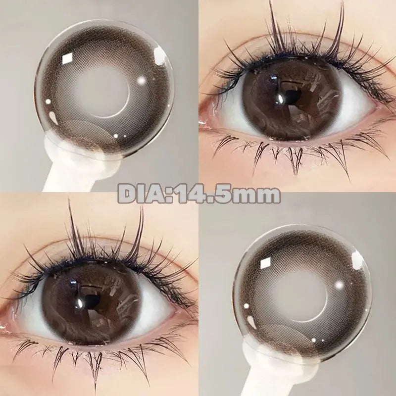 Colored Contact Lens Nature Brown 2 Pcs Year New Lenses with Myopia Degree Grade 0.00- 8.00 Soft Lens