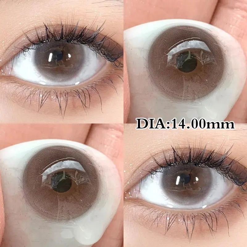 Colored Contact Lens Nature Brown 2 Pcs Year New Lenses with Myopia Degree Grade 0.00- 8.00 Soft Lens