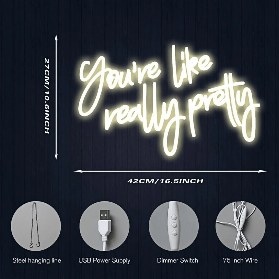 You're Like Really Pretty Neon LED Sign USB Indoor Wall Decor Light for Bedroom Wedding Home Aesthetic Decoration