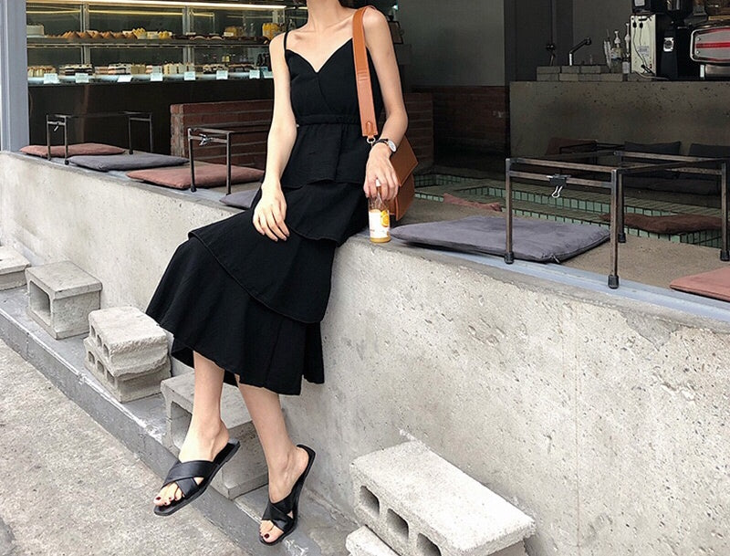 Formal Introduction Ruffle Tiered Maxi Dress - Black