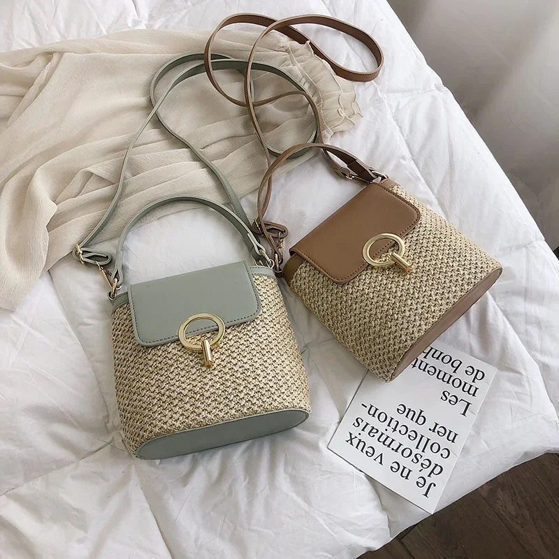 Beach Woven Bag for Women  Trendy Korean Bucket Style