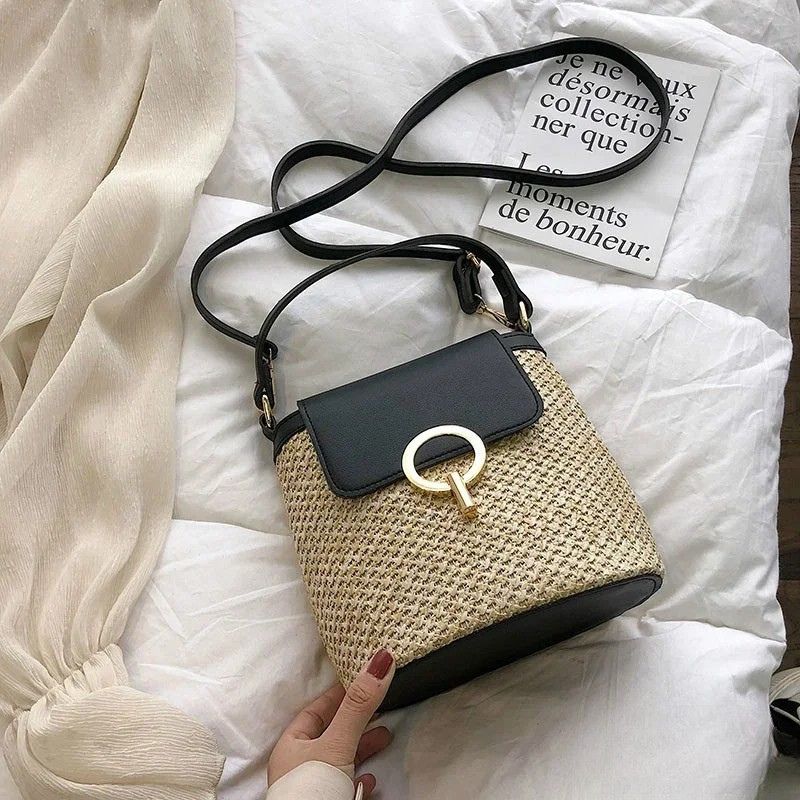 Beach Woven Bag for Women  Trendy Korean Bucket Style