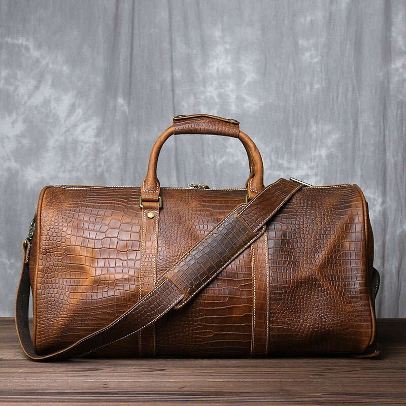 Genuine Leather Travel Bag with Shoe Pocket Travel Duffle