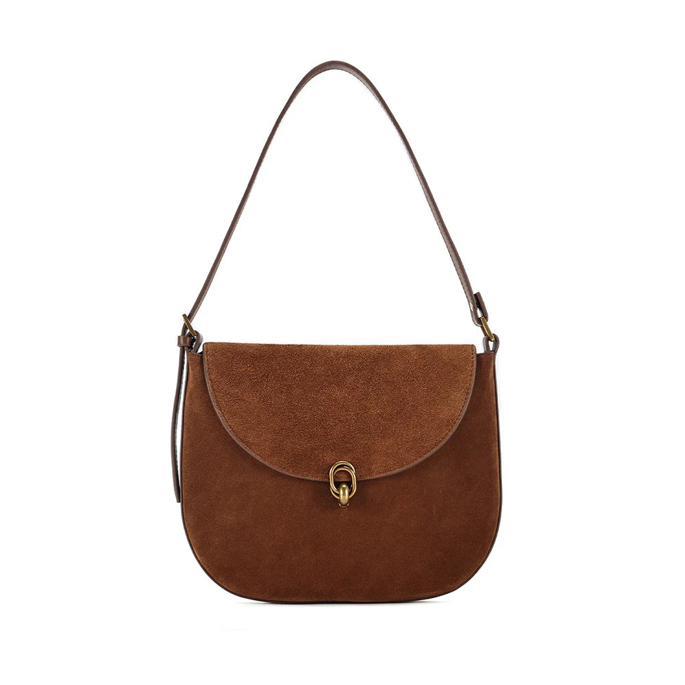Luxury Women’s Leather Suede Shoulder Saddle Crossbody Bag
