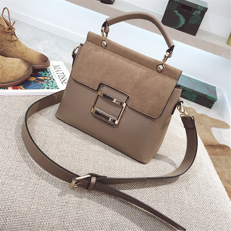 Buckle Matte Leather Handbags Crossbody Bags