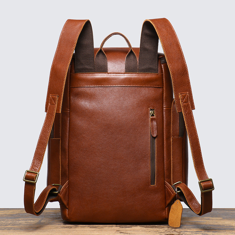 Cowhide Leather Backpack – High-Capacity Men’s Travel, Hiking & Laptop Satchel Bag